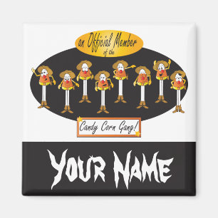Cowboy Candy Corn Gang   Halloween Magnet