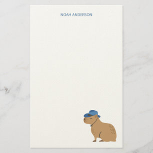 Cowboy capybara animal kids stationery paper 