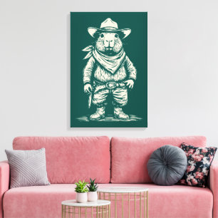 cowboy capybara canvas print