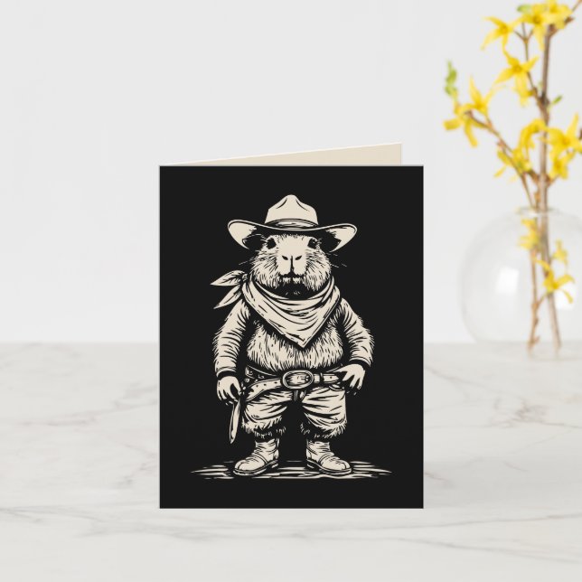 cowboy capybara card (Yellow Flower)