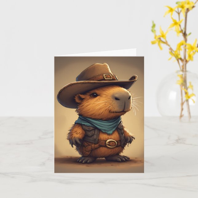 cowboy capybara card (Yellow Flower)