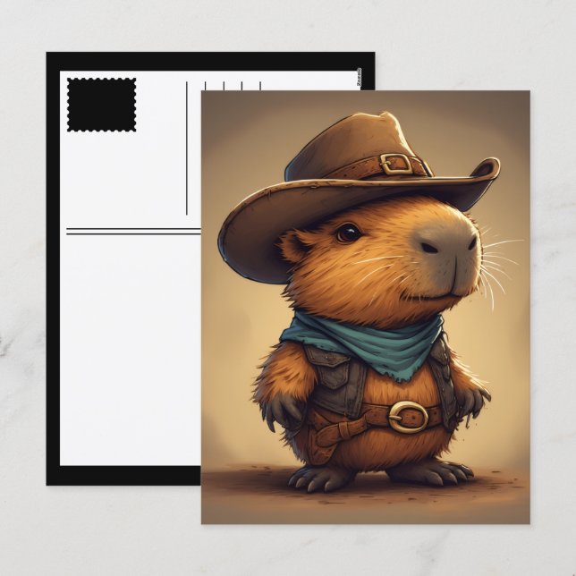 cowboy capybara holiday postcard (Front/Back)