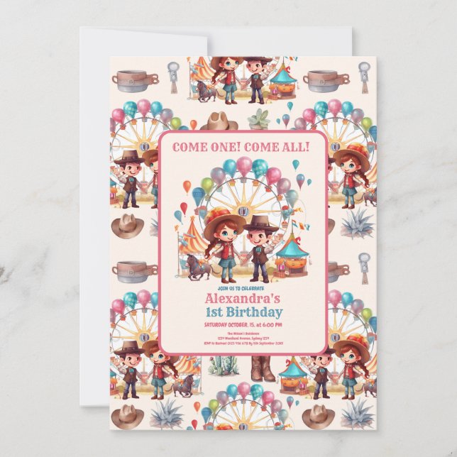 Cowboy Carnival Circus Show Birthday  Invitation (Front)