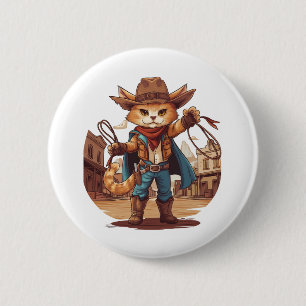 Cowboy Cat 6 Cm Round Badge