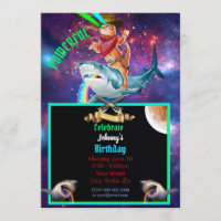 Cowboy cat and Shark Galatic Funny Invitation