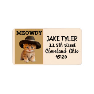 COWBOY CAT big Return Address Label