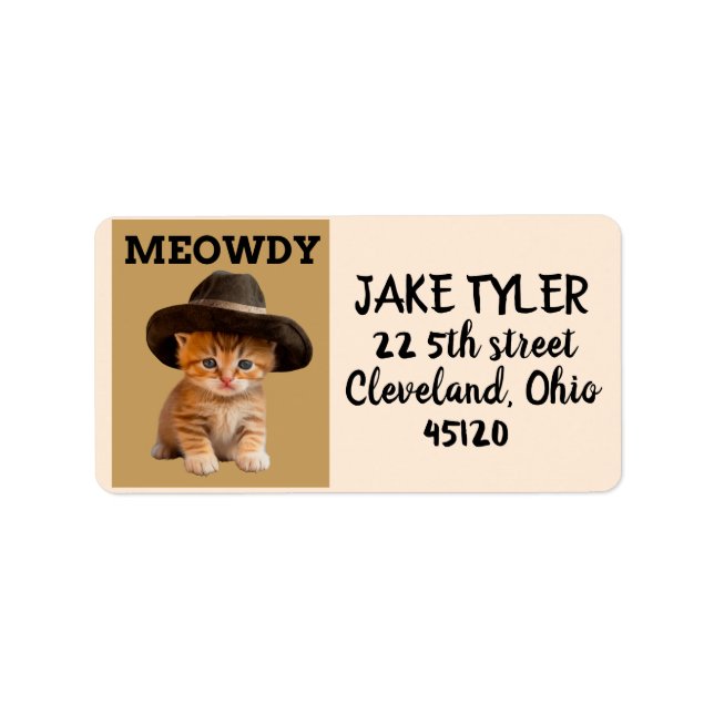 COWBOY CAT big Return Address Label (Front)