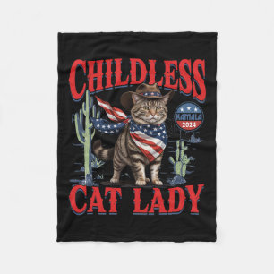 Cowboy Cat Childless Cat Lady For Kamala Election Fleece Blanket