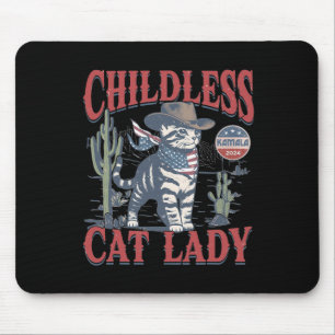 Cowboy Cat Childless Cat Lady For Kamala Election Mouse Pad