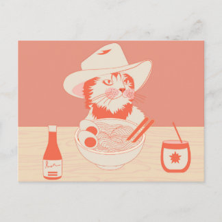 Cowboy Cat eating Ramen Postcard