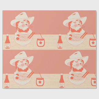 Cowboy Cat eating Ramen Wrapping Paper