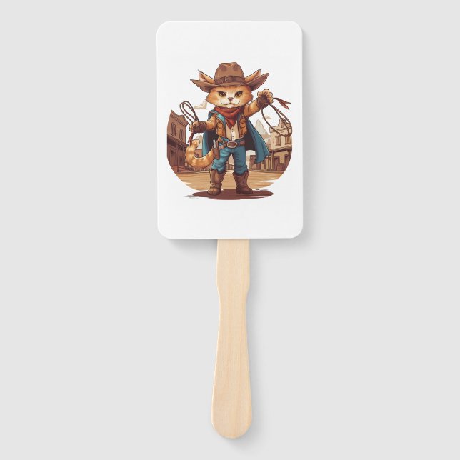 Cowboy Cat Hand Fan (Front)