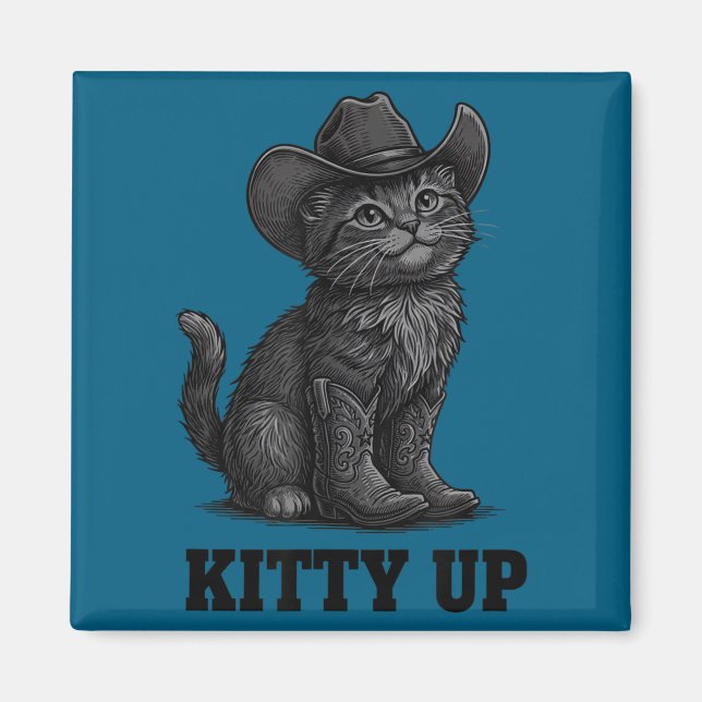Cowboy Cat Kitty Up Vintage Western Cat  Magnet (Front)