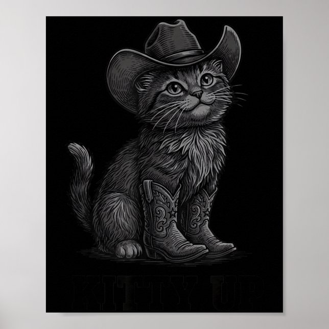 Cowboy Cat Kitty Up Vintage Western Cat  Poster (Front)