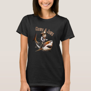 Cowboy Cat Riding Shark - Claws & Jaws Funny T-Shirt