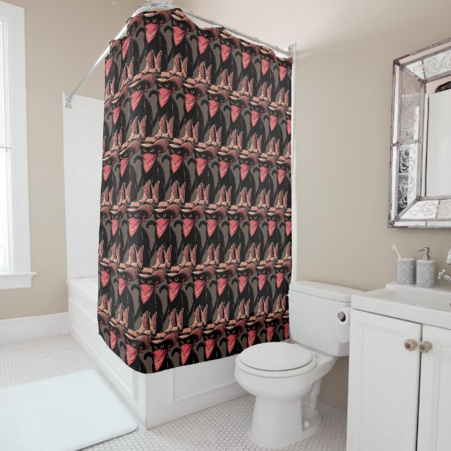 Cowboy Cat Shower Curtain (In Situ)
