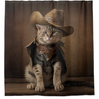Cowboy Cat Shower Curtain