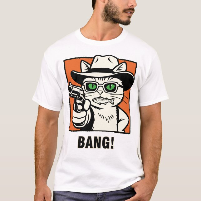 Cowboy Cat with Gun T-Shirt (Front)