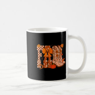 Cowboy Checkered Fall,fall Pumpkin,boots Cow Funny Coffee Mug