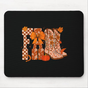 Cowboy Checkered Fall,fall Pumpkin,boots Cow Funny Mouse Pad