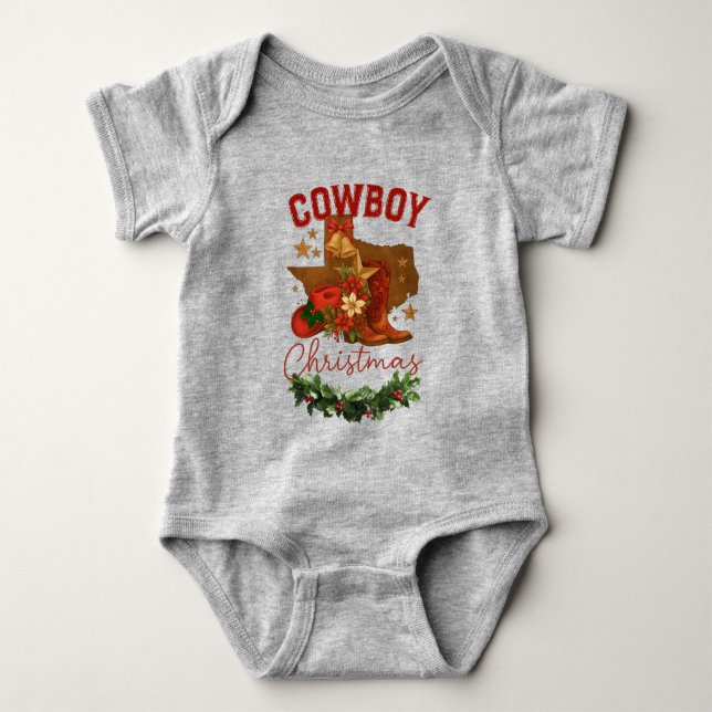 Cowboy Christmas Baby Bodysuit (Front)