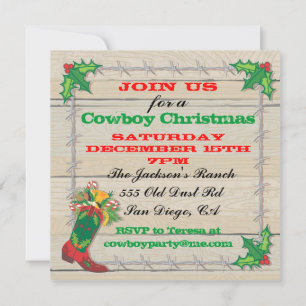 Cowboy Christmas Party Invitations