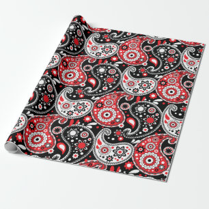 Cowboy Christmas Red Paisley Country Western Wrapping Paper