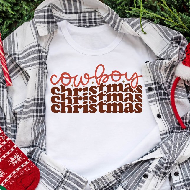 Cowboy Christmas Retro Groovy Christmas Holidays Tri-Blend Shirt (Cowboy Christmas Retro Groovy Christmas Holidays T-Shirt)