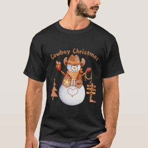 Cowboy Christmas Snowman Holiday 4 Men Rope & Hat T-Shirt