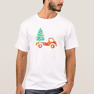Cowboy Christmas Tree Haul Holidays Pickup Truck T-Shirt