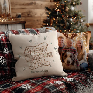 Cowboy Christmas Western Merry Christmas Photo Cushion