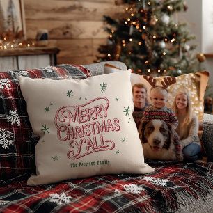 Cowboy Christmas Western Merry Christmas Photo Cushion