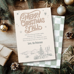 Cowboy Christmas Western Merry Christmas Y'all Holiday Card
