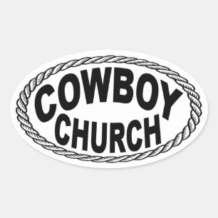 Cowboy Church Euro Style Oval Sticker