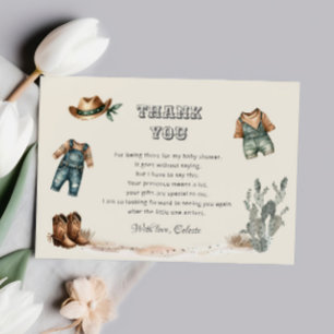 Cowboy Clothes Wild West Baby Shower Thank You Card