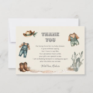 Cowboy Clothes Wild West Baby Shower Thank You Card