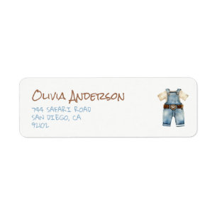 Cowboy Clothes Wild Western Baby Boy Shower Return Address Label