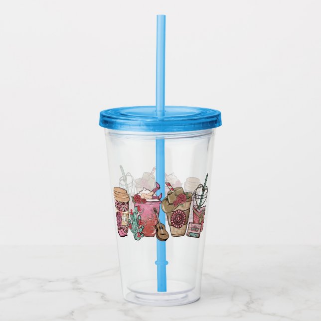 Cowboy Coffee Time Acrylic Tumbler (Front)