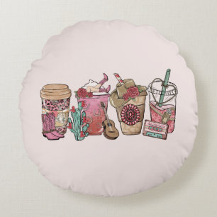 Cowboy Coffee Time Round Cushion