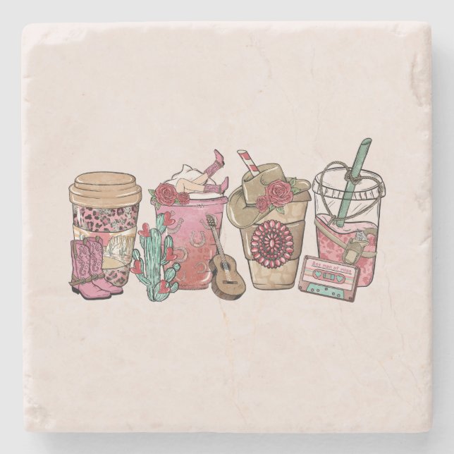 Cowboy Coffee Time Stone Coaster (Front)