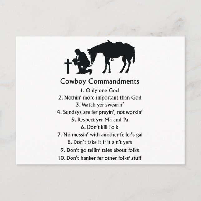 Cowboy Commandments Postcard (Front)