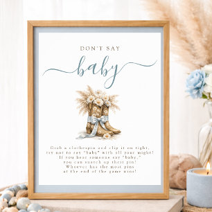Cowboy Coquette Bow Baby Shower Don't Say Baby Poster