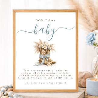 Cowboy Coquette Bow Baby Shower Don't Say Baby Poster