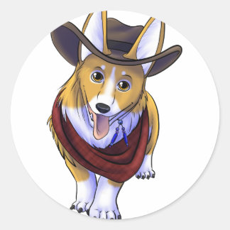 Cowboy Corgi Classic Round Sticker