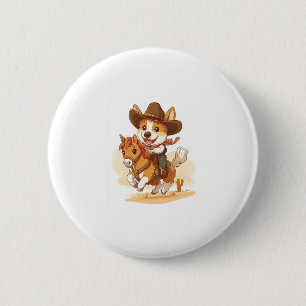 Cowboy Corgi � Western Rodeo Dog 6 Cm Round Badge