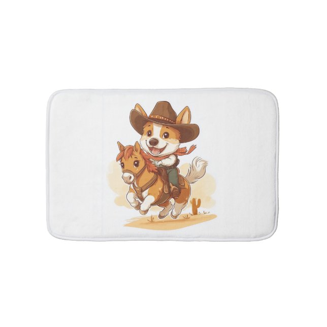 Cowboy Corgi � Western Rodeo Dog Bath Mat (Front)