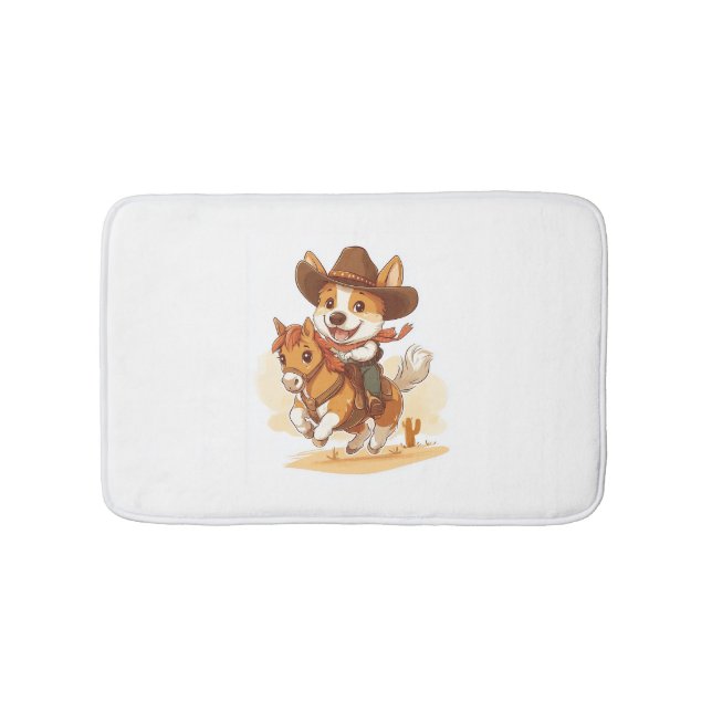 Cowboy Corgi – Western Rodeo Dog Bath Mat (Front)