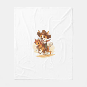 Cowboy Corgi � Western Rodeo Dog Fleece Blanket