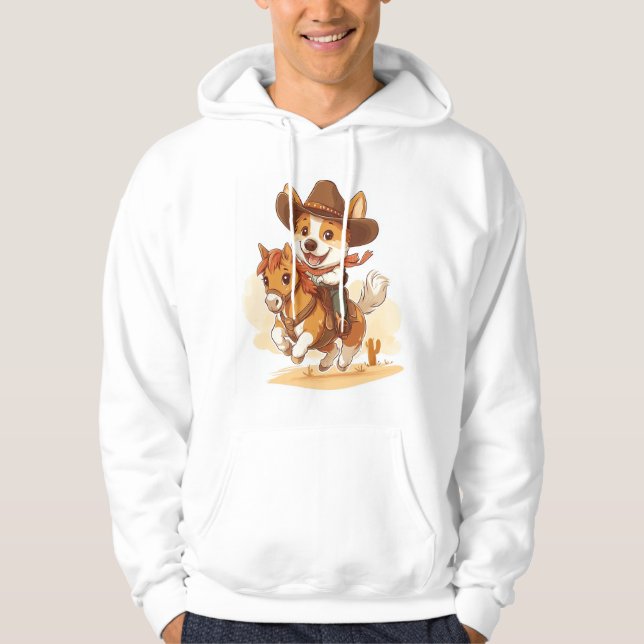 Cowboy Corgi � Western Rodeo Dog Hoodie (Front)