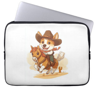 Cowboy Corgi – Western Rodeo Dog Laptop Sleeve